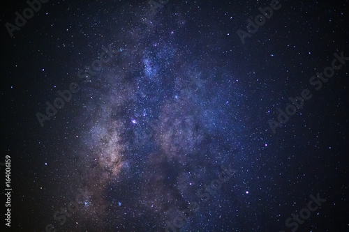 The center of milky way galaxy. Long exposure photograph.with grain