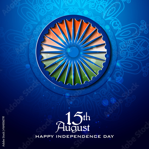 Ashoka Chakra on Happy Independence Day of India background