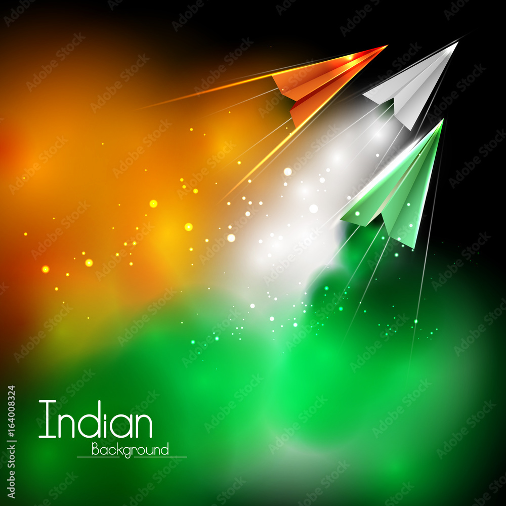 Tricolor paper plane flying on Happy Independence Day of India background  Stock Vector | Adobe Stock