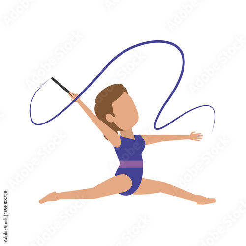 rythmic gymnast with ribbon athlete sport avatar icon image vector illustration design 