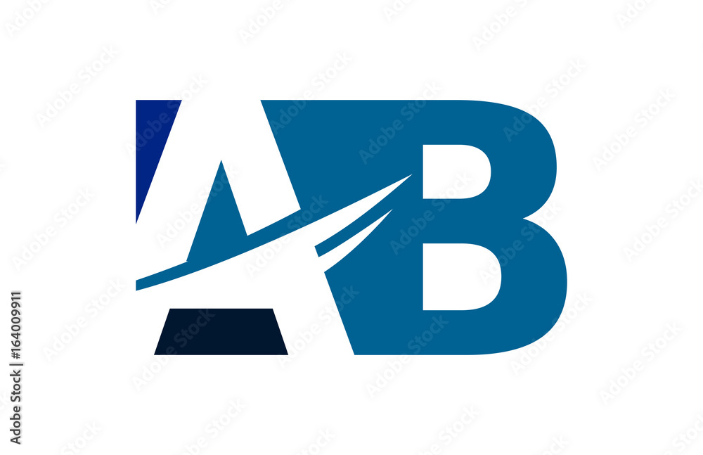 AB Negative Space Square Swoosh Letter Logo AB Negative Space Square Swoosh Letter Logo