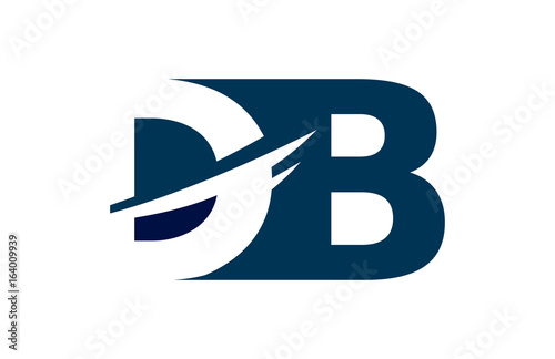 DB Negative Space Square Swoosh Letter Logo
