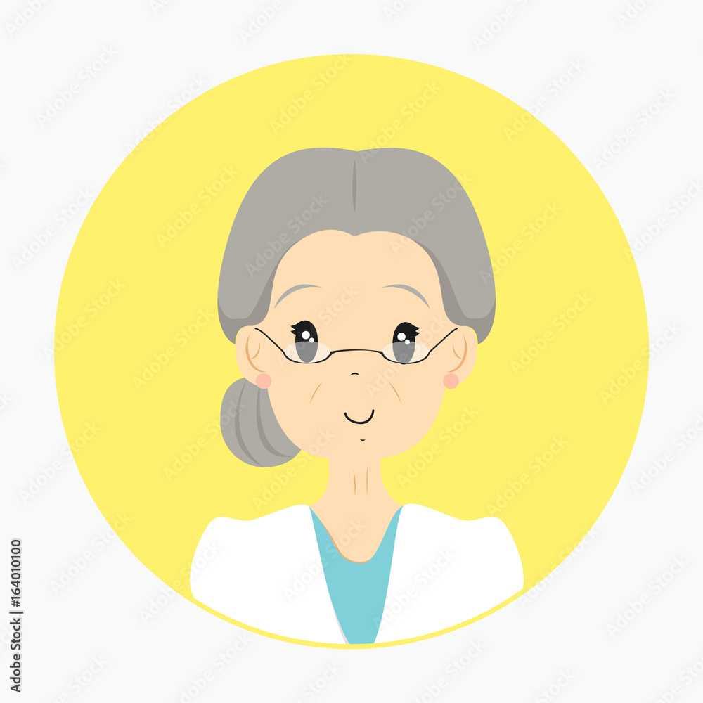 half body grandmother, with circle background vector illustration