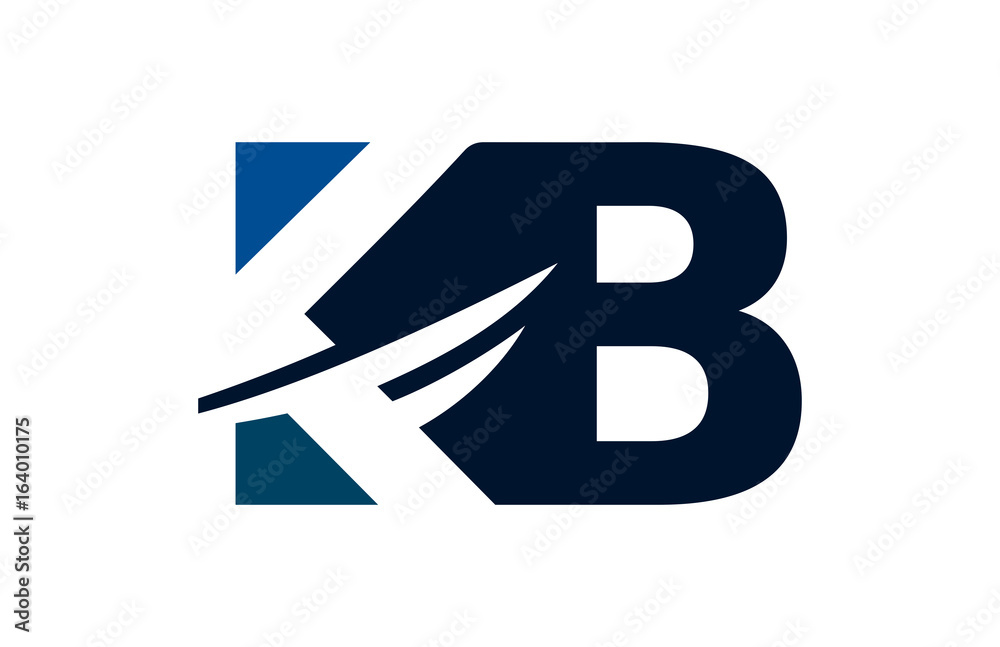 KB Negative Space Square Swoosh Letter Logo KB Negative Space Square Swoosh Letter Logo