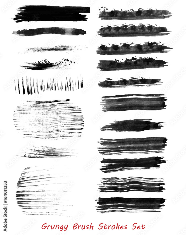 Grungy brush strokes set over white background. Elements for your work and design. Eps10