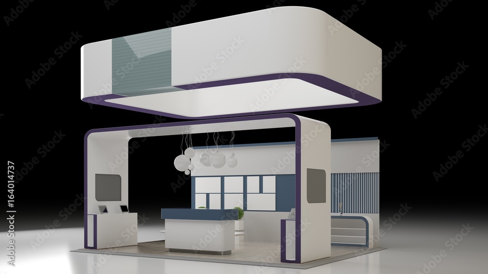 3D rendering Design of an exhibition isolated on white 3D rendering Design of an exhibition isolated on white