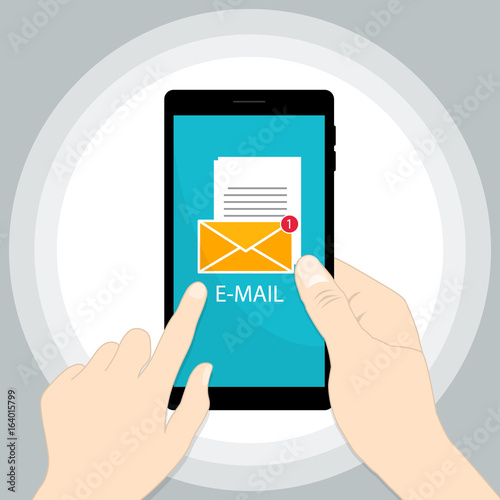 phone hand check email application vector