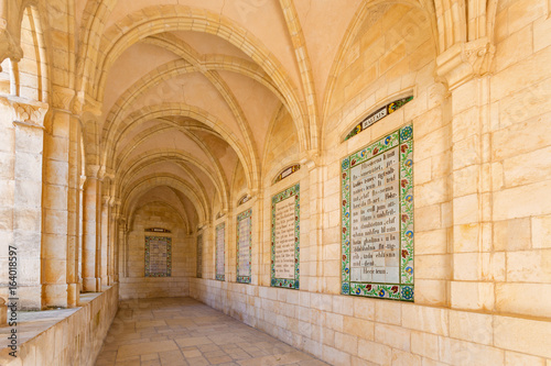 Photos JERUSALEM, ISRAEL - MARCH 3, 2015: The gothic corridor of atrium in Church of the Pater Noster on Mount of Olives