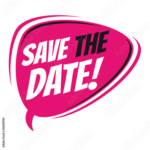 save the date retro speech balloon