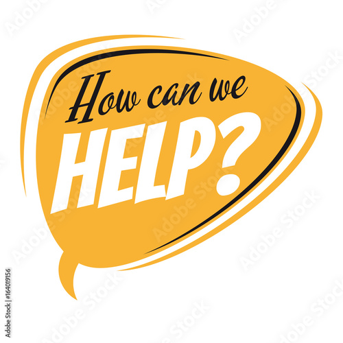 how can we help retro speech bubble