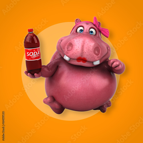 Pink Hippo - 3D Illustration