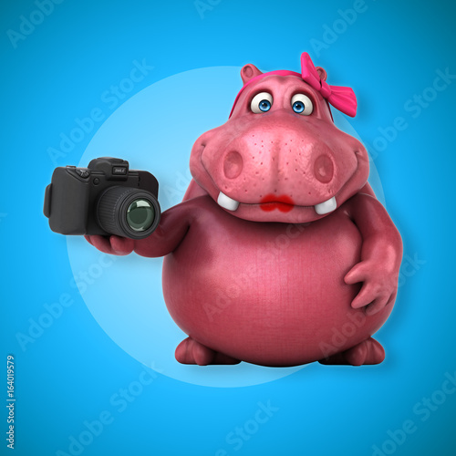 Pink Hippo - 3D Illustration