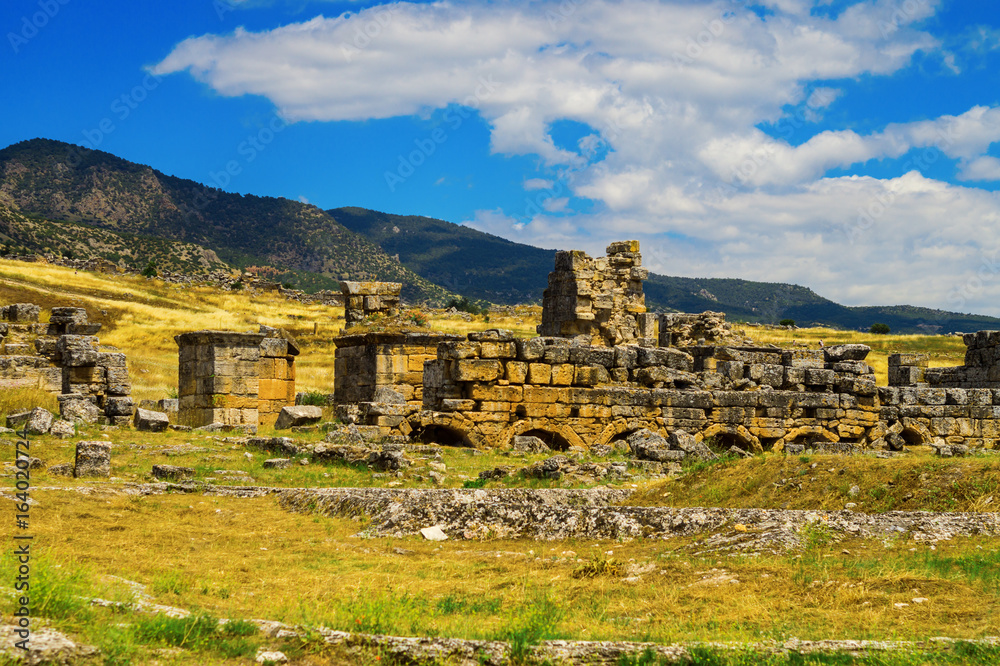 View of the ruins of Heropolis near Pamukkale.