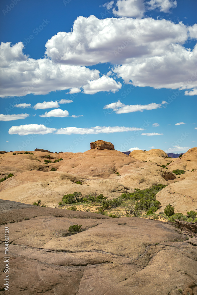 Off road vehicle views of Moab Utah trails on bright sunny days