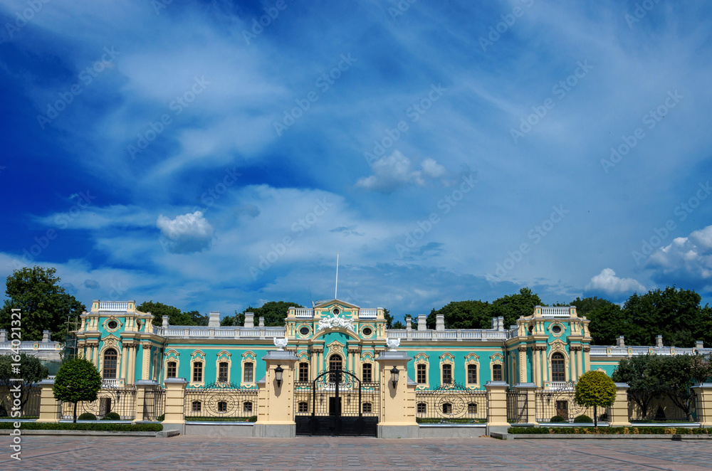 Fototapeta premium Ukraine, Kiev, view of the front central part of the Mariinsky Palace in the business center.