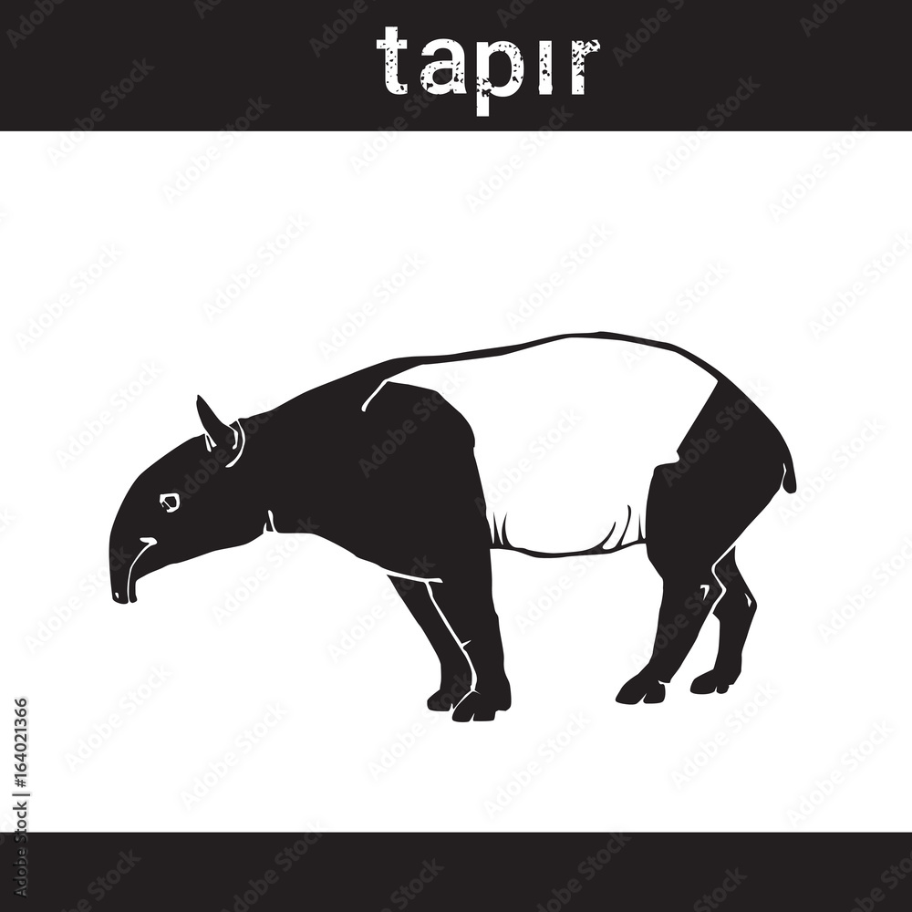 Obraz premium Silhouette Tapir In Grunge Design Style Animal Icon Vector Illustration