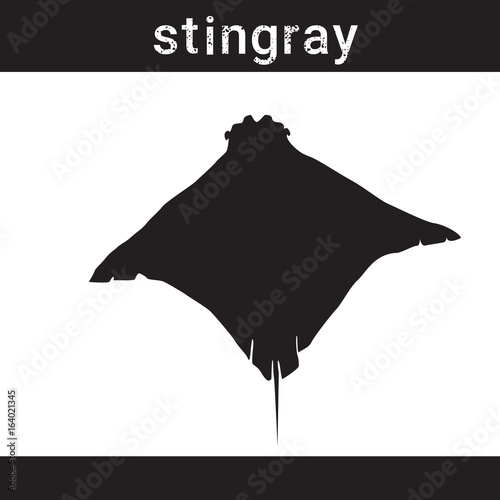 Silhouette Stingray In Grunge Design Style Animal Icon Vector Illustration © mast3r
