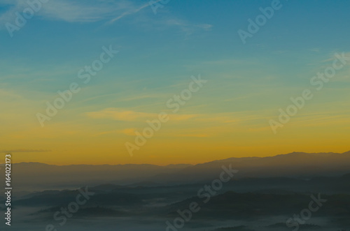Colorful Sunrise over the mountain hills Sunrise in mountains Sunrise landscape