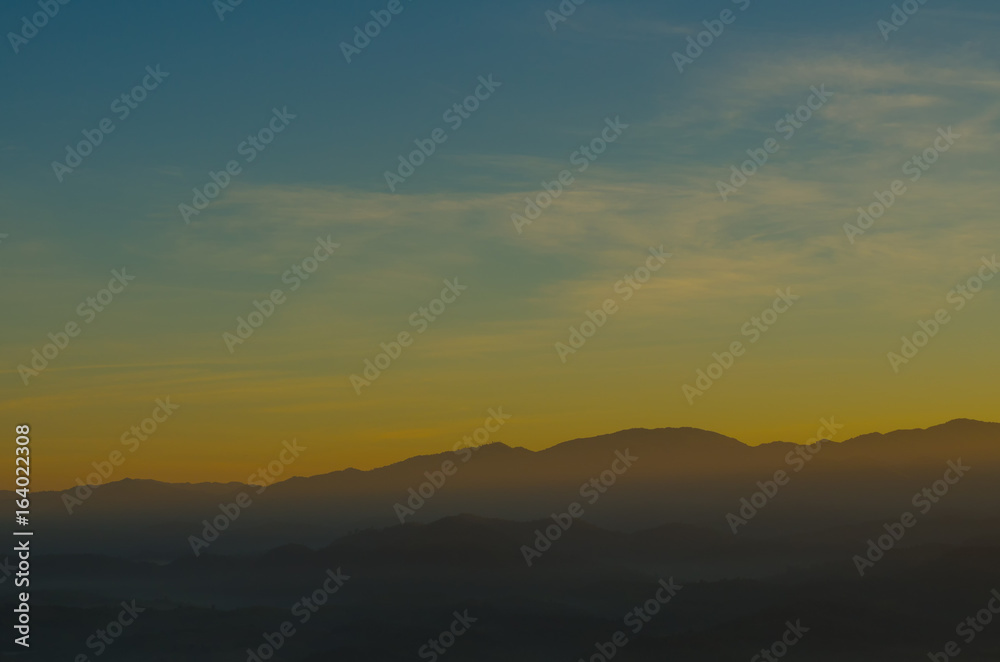 Colorful Sunrise over the mountain hills,Sunrise in mountains,Sunrise landscape