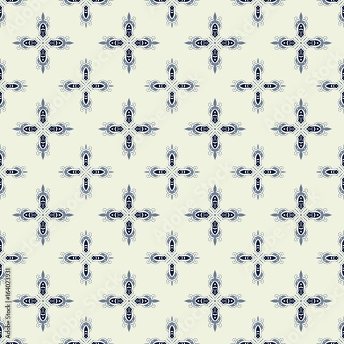 Abstract seamless oriental pattern, Vector illustration. East ornament of geometrical cross-shaped elements Pattern repetition and alternation of its constituent decor