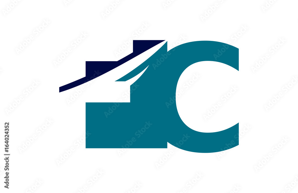 FC Negative Space Square Swoosh Letter Logo FC Negative Space Square Swoosh Letter Logo