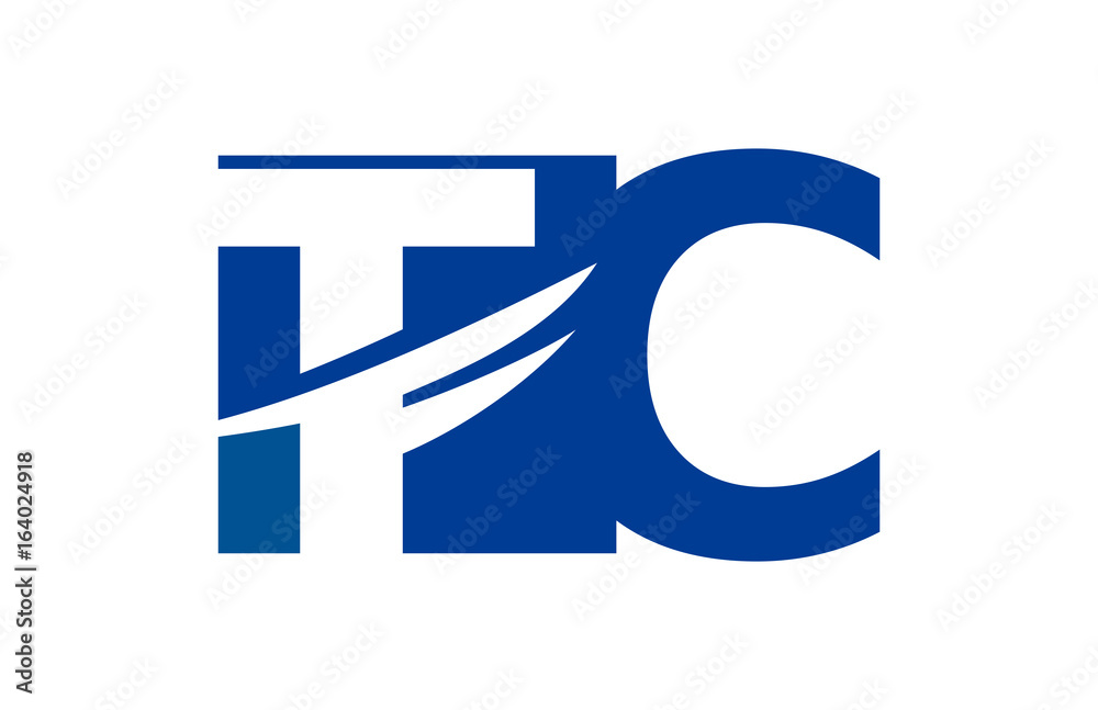 TC Negative Space Square Swoosh Letter Logo TC Negative Space Square Swoosh Letter Logo
