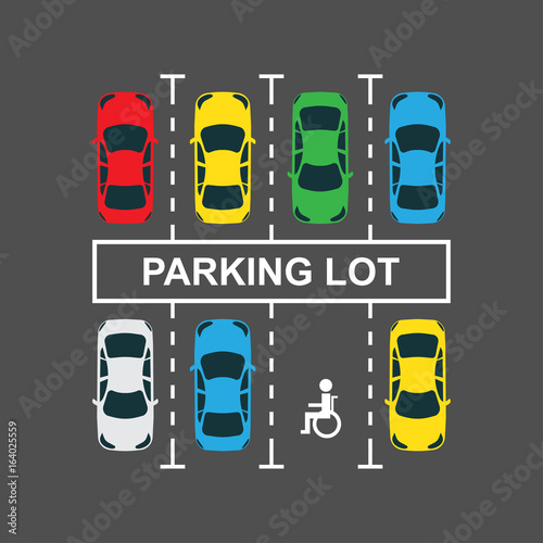 Top view of a city car parking lot