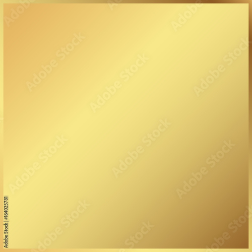 Gold background in frame. Light realistic, metallic golden gradient template. metal decoration. Vector
