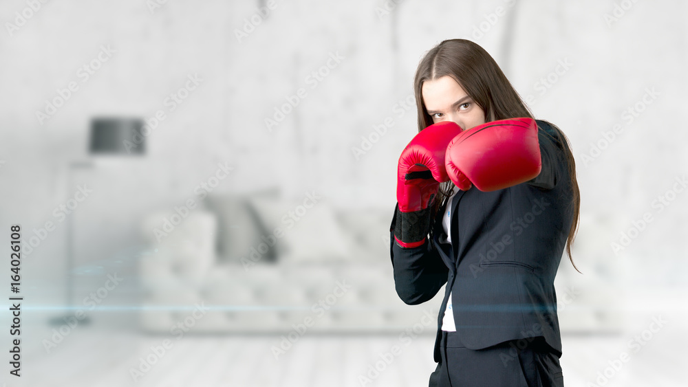 Young Business woman over interior background