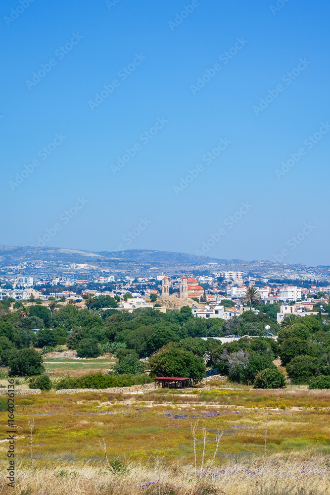 View of the town of Paphos from the Archaeological park.