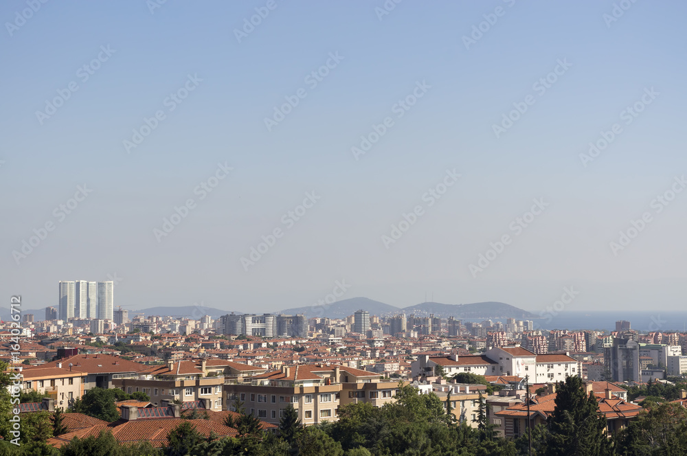 Rooftops From Kadikoy District, Prince Islands At The Background, Istanbul, Turkey