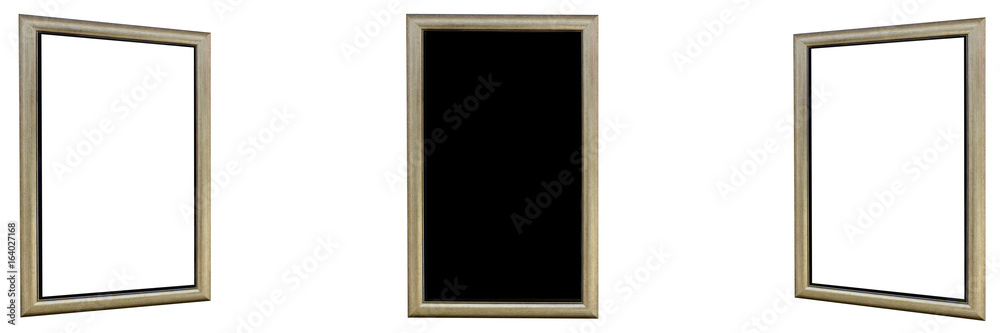 Frame picture or Three frame picture with blank screen on black color background - Panoramic view Frame picture or Three frame picture with blank screen on black color background - Panoramic view