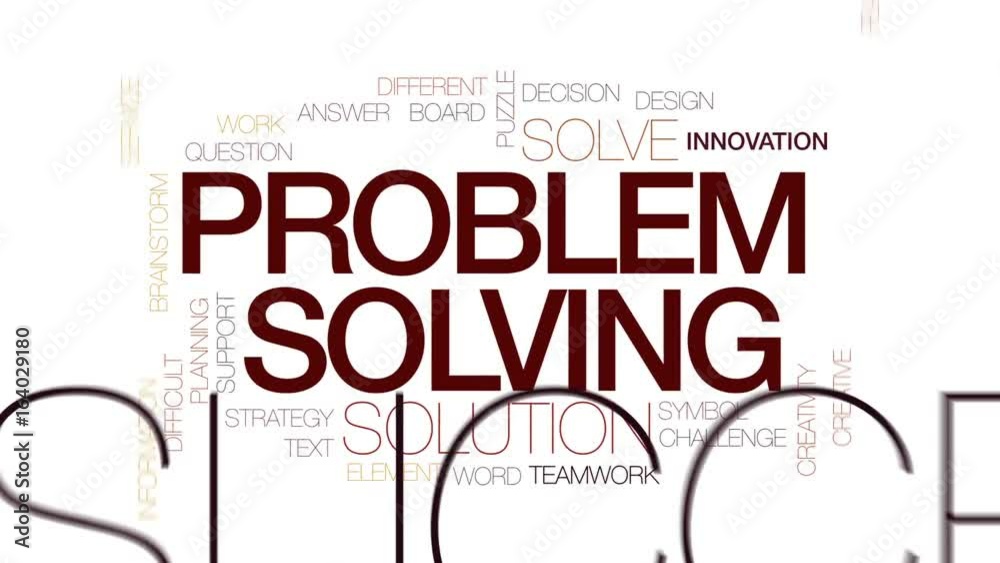 Problem solving animated word cloud, text design animation. Kinetic ...