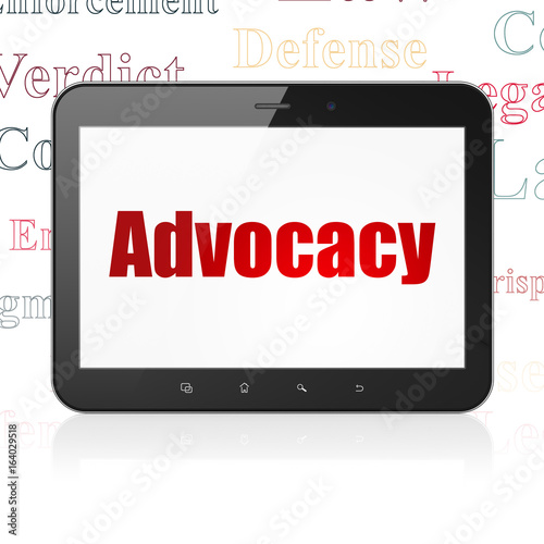 Law concept: Tablet Computer with Advocacy on display