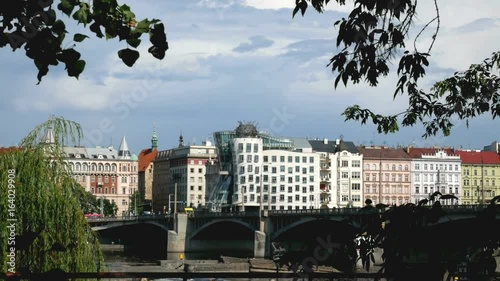  Nationale Nederlanden Building with Vltava River in Prague. Zoom in. photo