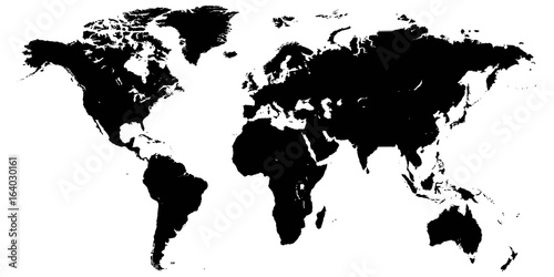 Template world map, planet earth, silhouettes of continents and Islands High detail world map isolated on white background, high resolution