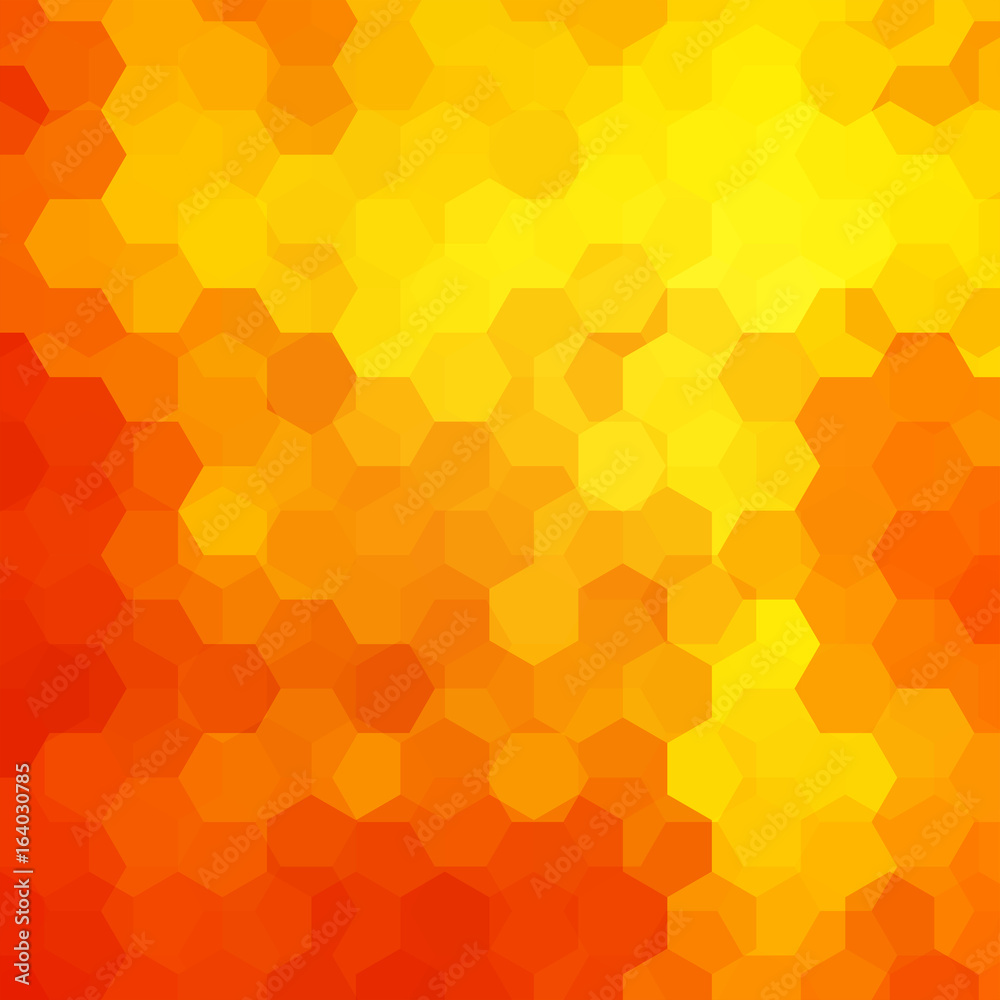 Abstract background consisting of yellow, red, orange hexagons. Geometric design for business presentations or web template banner flyer. Vector illustration Abstract background consisting of yellow, red, orange hexagons. Geometric design for business presentations or web template banner flyer. Vector illustration