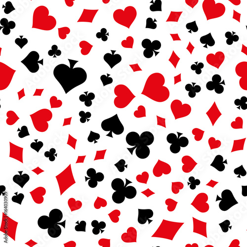 Seamless pattern from the symbols of a deck of cards. Background for poker and casino.