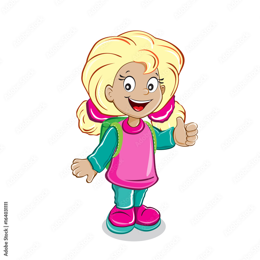 Girl with a backpack on a white background Girl with a backpack on a white background