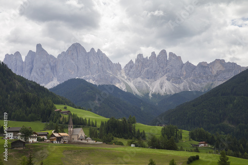 St. Magdalena village in Val di Funes/Villnoss valley, province of south Tyrol, Italy