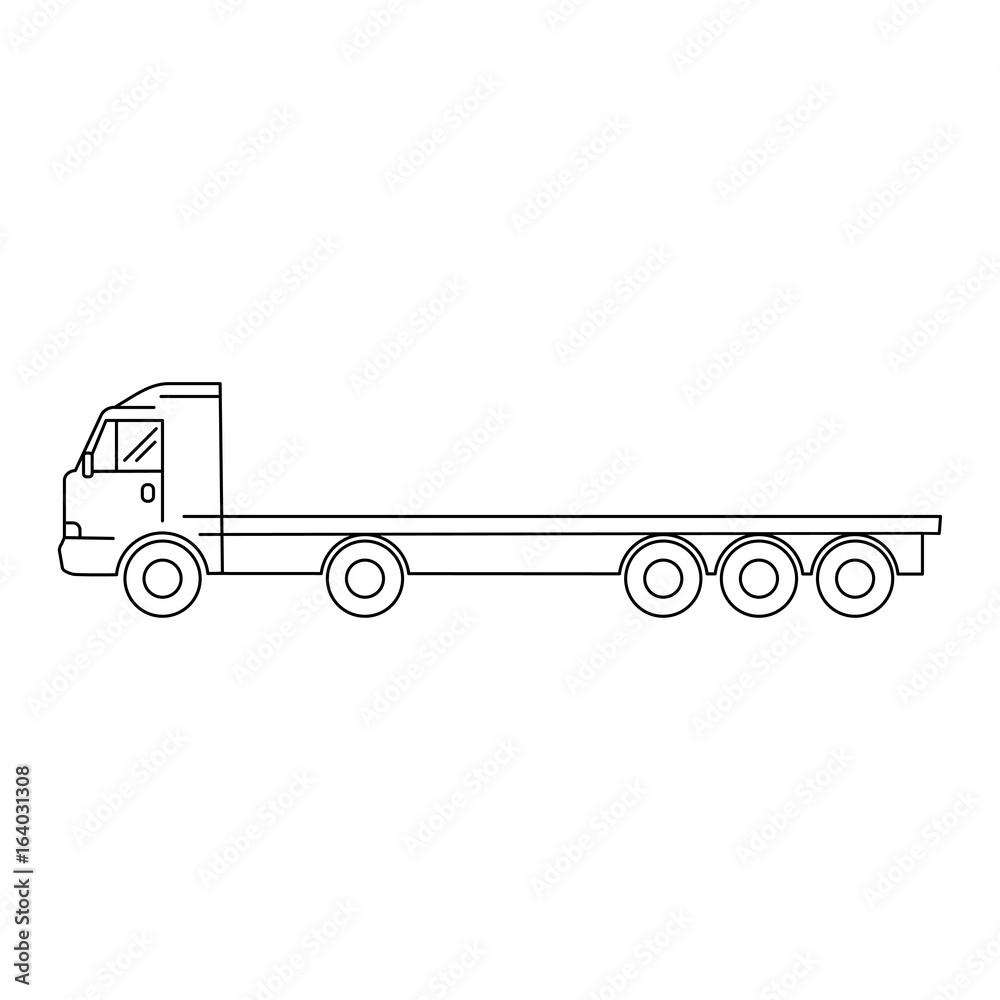 Line art transport icon, vector illustration - truck, waggon Line art transport icon, vector illustration - truck, waggon
