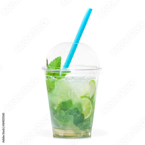 mojito cocktail in plastic cup