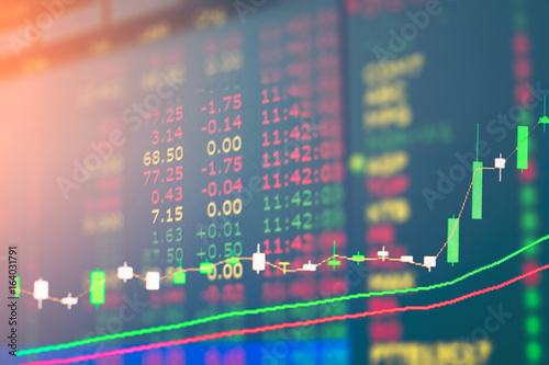 candle graph of stock market double exposure business concept