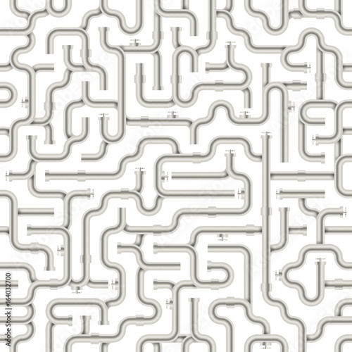Plastic beige pipe system realistic seamless pattern. EPS 10