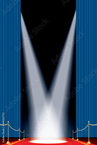 two spot on red carpet blue