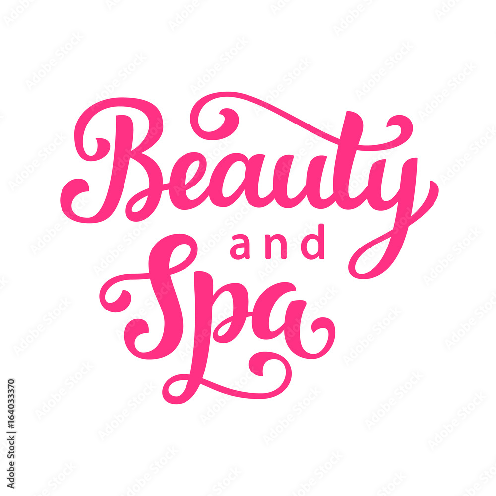 Beauty and spa salon vector logo with hand lettering