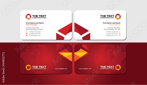 visiting card with vivid triangular hexagon