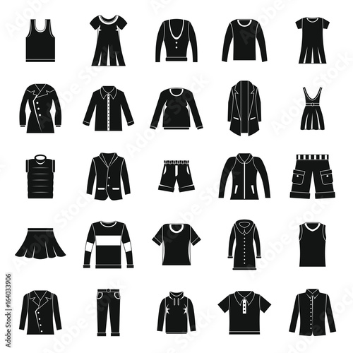 Clothes icons set in silhouette style