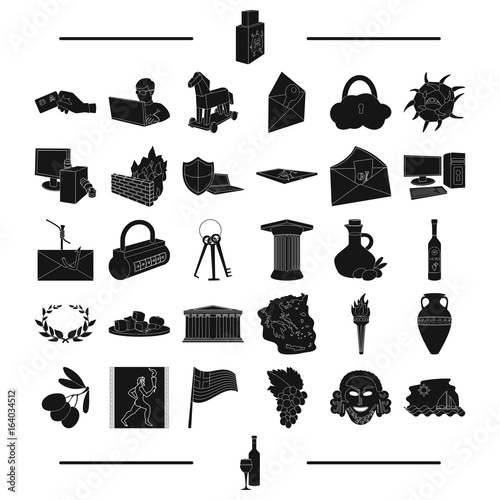 history, tourism, winemaking and other web icon in black style.wine, wine glass, icons in set collection.