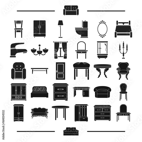 glass, textiles, plumbing and other web icon in black style.design, model, furniture, icons in set collection.